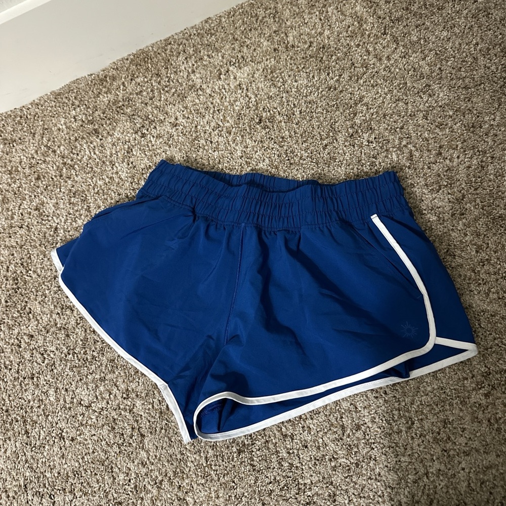 Aerie Blue and White Athletic Shorts with Elastic Waistband